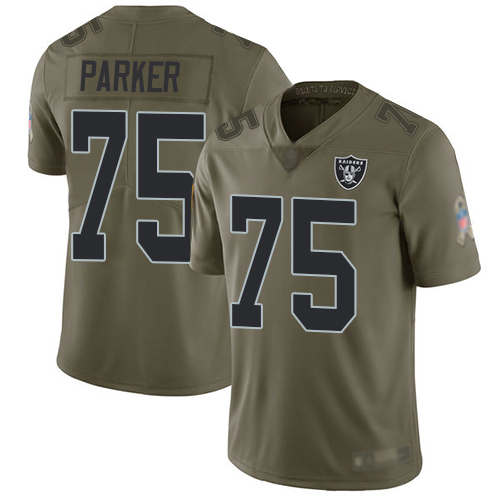 Men Oakland Raiders Limited Olive Brandon Parker Jersey NFL Football #75 2017 Salute to Service Jersey